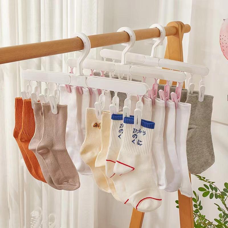 Household Foldable 8 clip Sock Holder Baby Clothes Holder Windproof Hat Holder