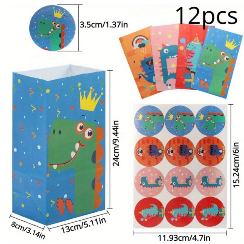 12pcs Gift Bags Sweets Party Bags Candy Paper Bags Sweet Bags Stickers