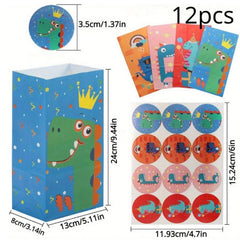 12pcs Gift Bags Sweets Party Bags Candy Paper Bags Sweet Bags Stickers