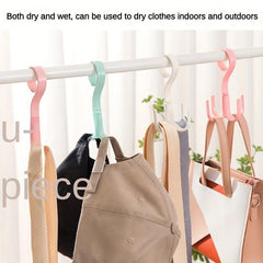 5pcs Rotated Hanger Hooks Wardrobe Organizer Bag Hanger Shoes Belt Scarf Rack