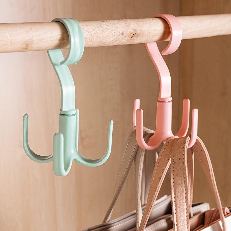 5pcs Rotated Hanger Hooks Wardrobe Organizer Bag Hanger Shoes Belt Scarf Rack