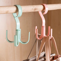 5pcs Rotated Hanger Hooks Wardrobe Organizer Bag Hanger Shoes Belt Scarf Rack