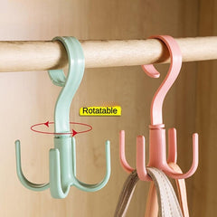 5pcs Rotated Hanger Hooks Wardrobe Organizer Bag Hanger Shoes Belt Scarf Rack