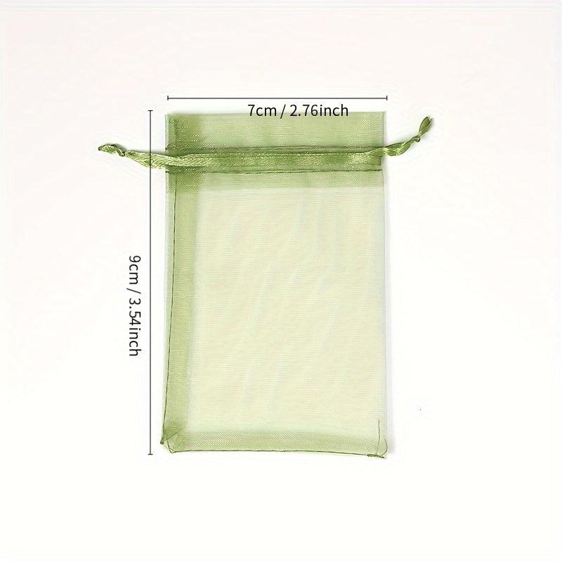 100pcs Olive Green Organza Drawstring Bags Ideal for Christmas Party Favors
