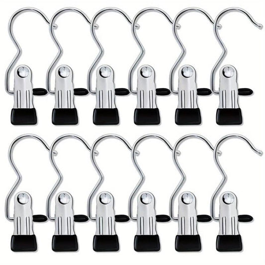 12pcs Portable Laundry Hooks Metal Boots Hangers