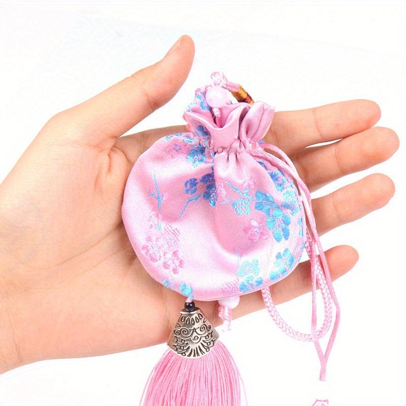 Retro Tassel Empty Bag Car Brocade Pendant Antique Purse Plum Blossom Sachet