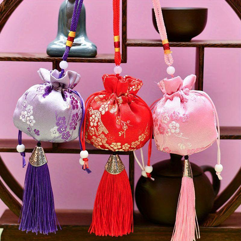 Retro Tassel Empty Bag Car Brocade Pendant Antique Purse Plum Blossom Sachet