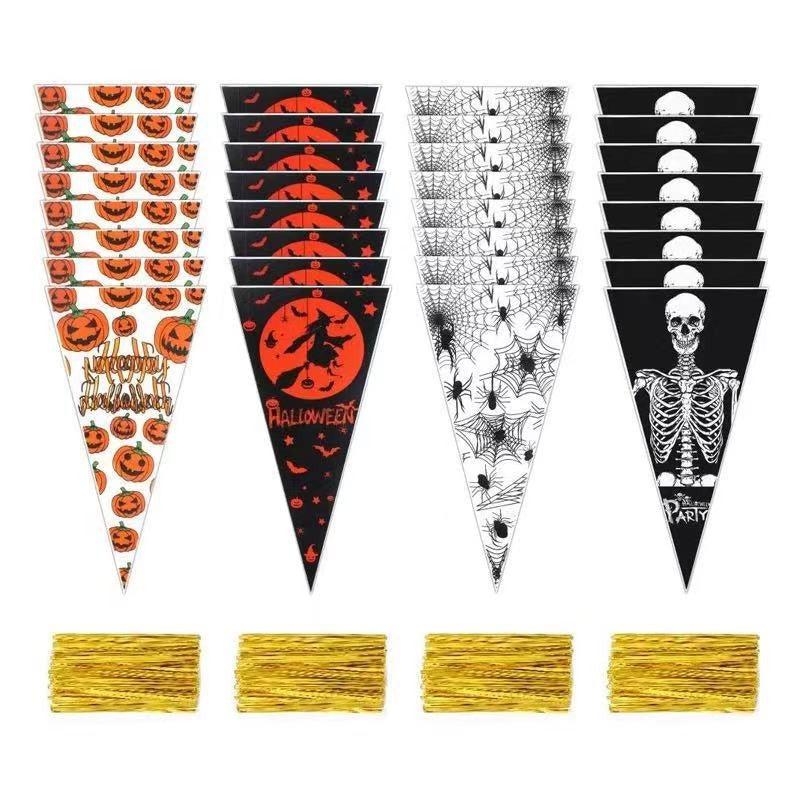 10pcs Halloween Gift Triangle Bags Candy Nougat Cookie Baking Flat Bags