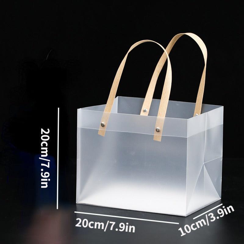 Transparent PP Plastic Tote Bag Beverage Gift Packaging Bag