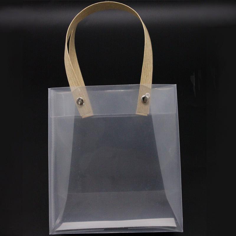Transparent PP Plastic Tote Bag Beverage Gift Packaging Bag