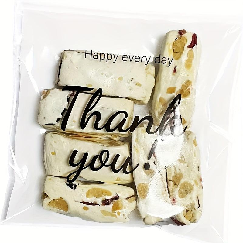 100 Thank You Clear Self Adhesive Bakery Bags Pack