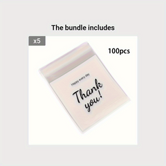 100 Thank You Clear Self Adhesive Bakery Bags Pack