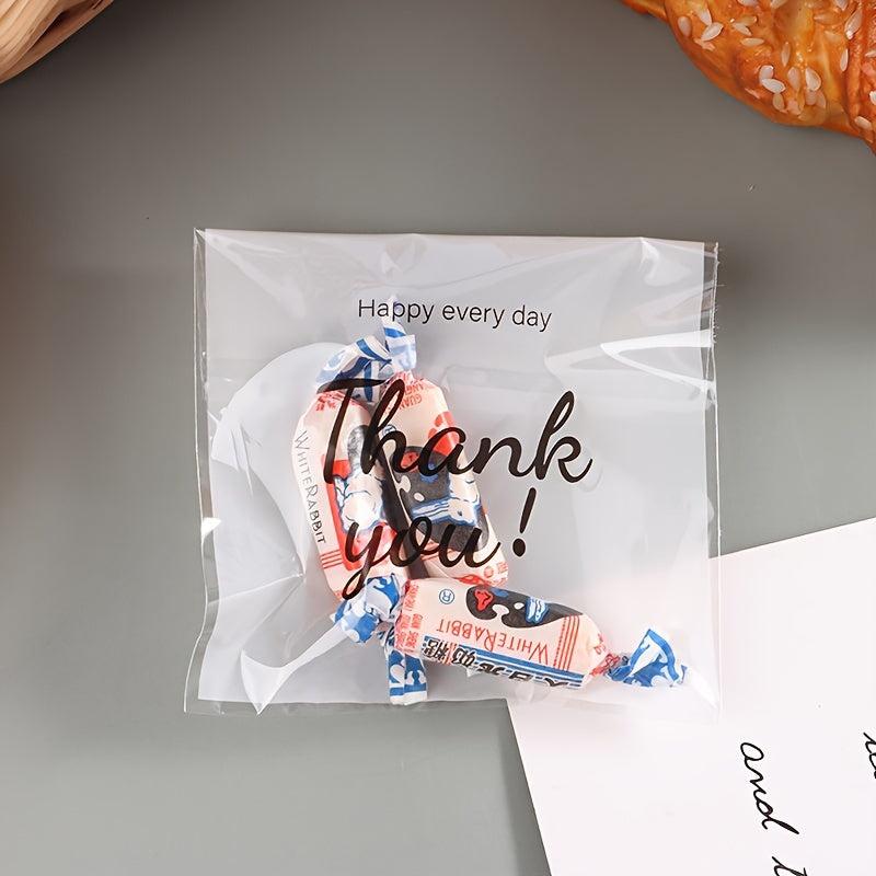 100 Thank You Clear Self Adhesive Bakery Bags Pack