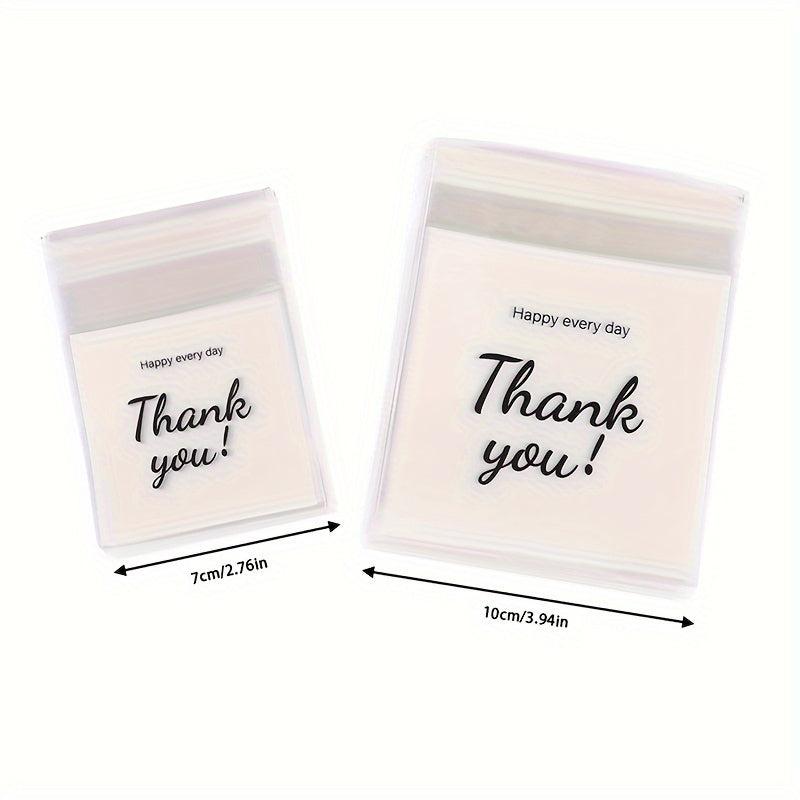 100 Thank You Clear Self Adhesive Bakery Bags Pack