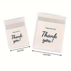 100 Thank You Clear Self Adhesive Bakery Bags Pack