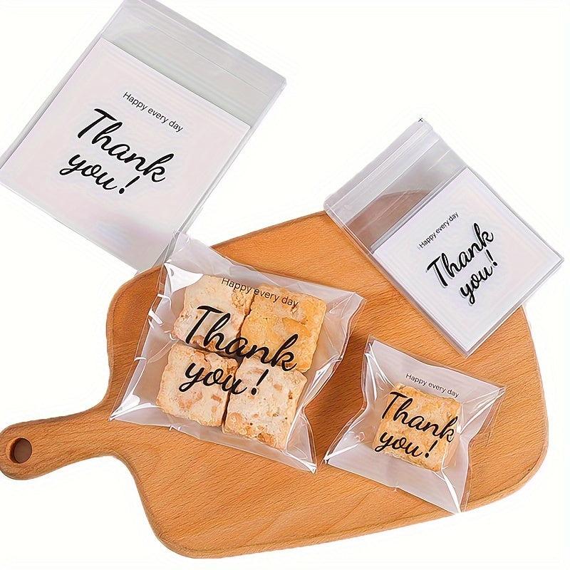 100 Thank You Clear Self Adhesive Bakery Bags Pack