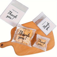 100 Thank You Clear Self Adhesive Bakery Bags Pack
