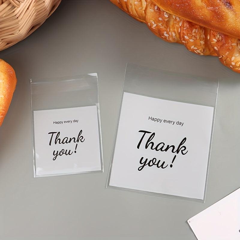 100 Thank You Clear Self Adhesive Bakery Bags Pack