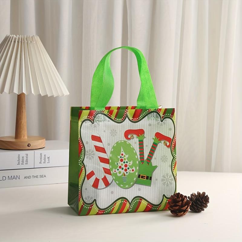 12pcs Christmas Gift Bags Non-Woven Tote Shopping Bags