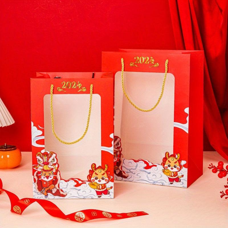 Year Of The Dragon Gift Bag Packaging Bag with Transparent Window