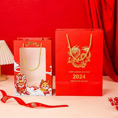 Year Of The Dragon Gift Bag Packaging Bag with Transparent Window