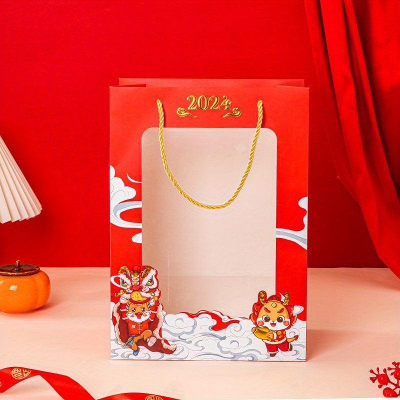Year Of The Dragon Gift Bag Packaging Bag with Transparent Window