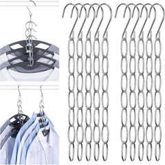6pcs Hangers Space Saving Metal Chain Clothes Hanger Organizer