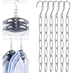 6pcs Hangers Space Saving Metal Chain Clothes Hanger Organizer