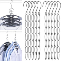 6pcs Hangers Space Saving Metal Chain Clothes Hanger Organizer