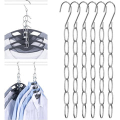 6pcs Hangers Space Saving Metal Chain Clothes Hanger Organizer