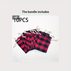 10pcs Christmas Drawstring Gift Bags Party Gift Bags Sacks Pouches