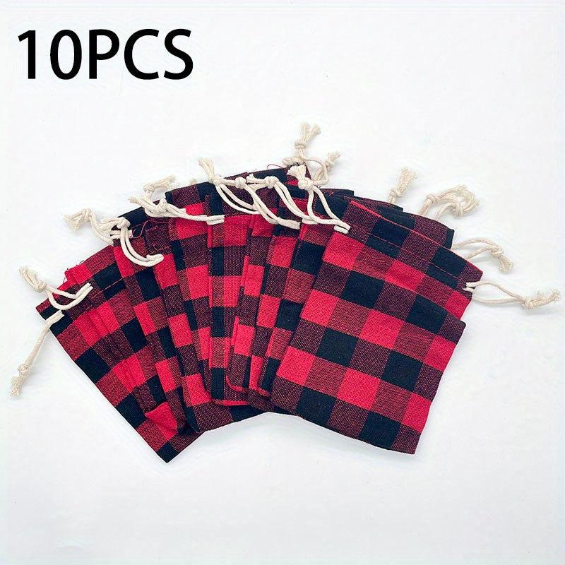 10pcs Christmas Drawstring Gift Bags Party Gift Bags Sacks Pouches