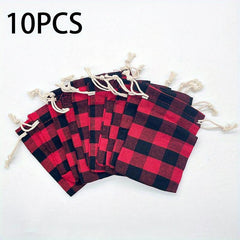 10pcs Christmas Drawstring Gift Bags Party Gift Bags Sacks Pouches