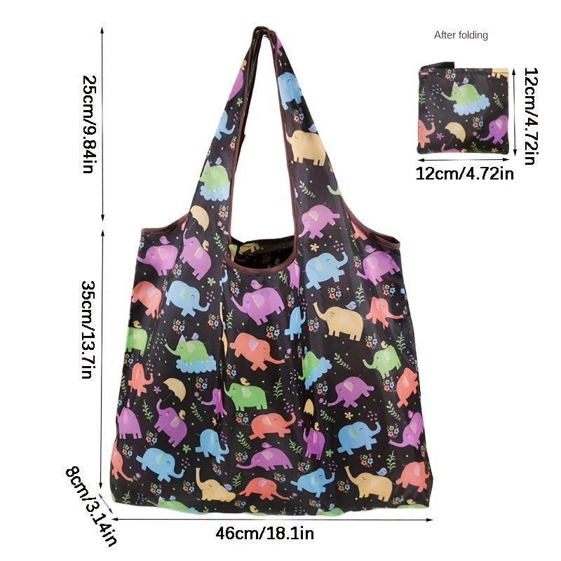 2pcs Flower Cloth Portable Grocery Bag Supermarket Shopping Bag