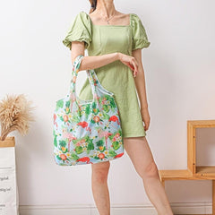 2pcs Flower Cloth Portable Grocery Bag Supermarket Shopping Bag