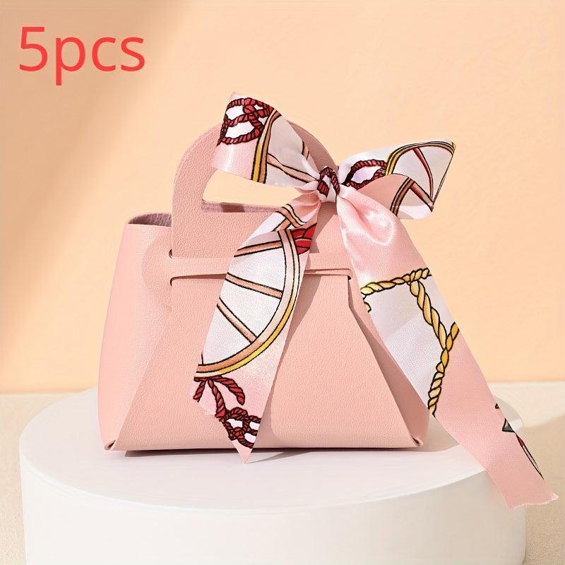 Leather Gift Bags Ribbon Wedding Favour Distributions Eid Mubarak Candy Packagin