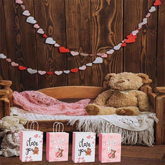 8 Pack Valentines Gift Bag With Tissue Paper For Kids - Party Supplies