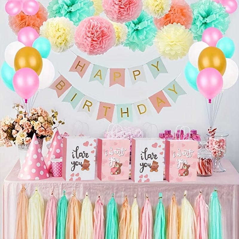 8 Pack Valentines Gift Bag With Tissue Paper For Kids - Party Supplies