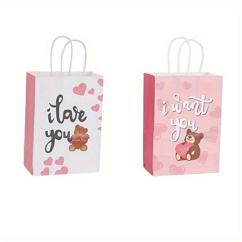 8 Pack Valentines Gift Bag With Tissue Paper For Kids - Party Supplies