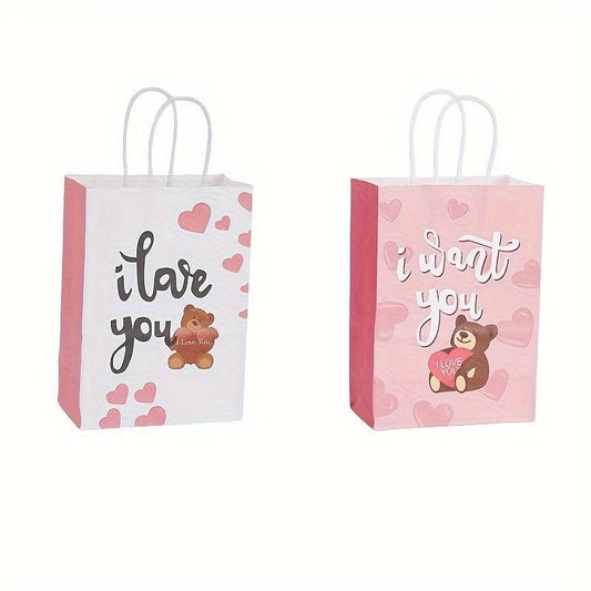 8 Pack Valentines Gift Bag With Tissue Paper For Kids - Party Supplies