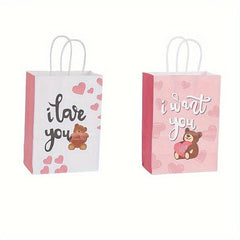 8 Pack Valentines Gift Bag With Tissue Paper For Kids - Party Supplies