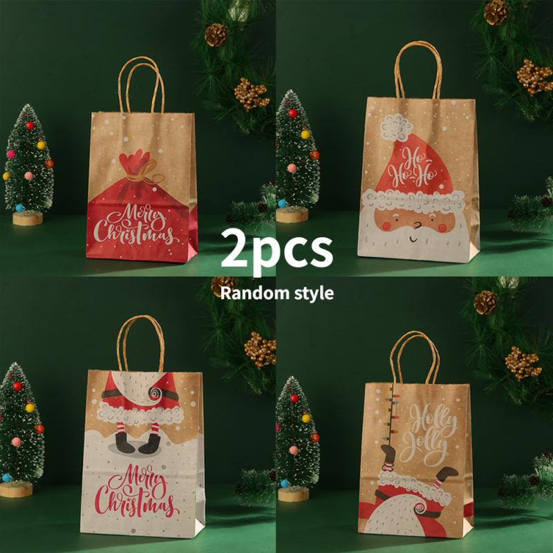 2pcs Santa Claus Candy Biscuit Bag - Happy Christmas Gift Hand Bags