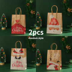 2pcs Santa Claus Candy Biscuit Bag - Happy Christmas Gift Hand Bags