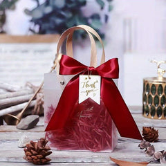Goodie Bags 13x7cm with Ribbon - Transparent Thank You Treat Bags