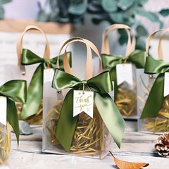 Goodie Bags 13x7cm with Ribbon - Transparent Thank You Treat Bags