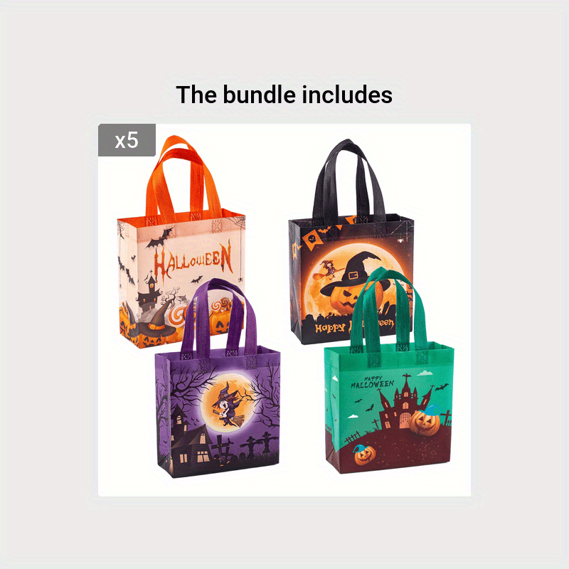 4pcs Halloween Trick Or Treat Bags Small Halloween Tote Bags With Handles