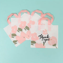 10pcs Flower Thank You Shopping Bags - Gift Wrapping Bags for Clothes