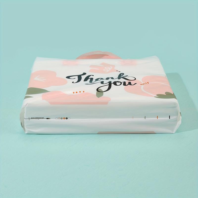 10pcs Flower Thank You Shopping Bags - Gift Wrapping Bags for Clothes