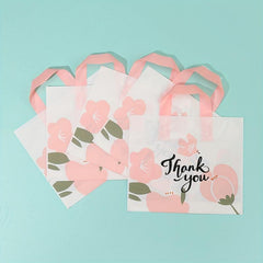10pcs Flower Thank You Shopping Bags - Gift Wrapping Bags for Clothes