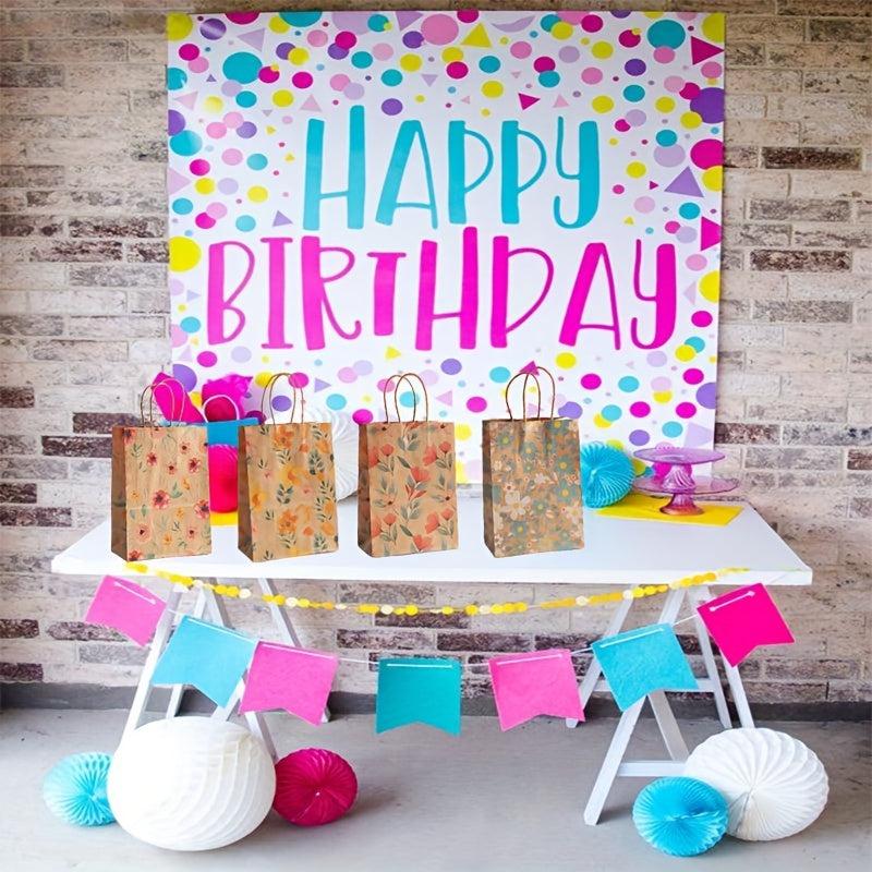 8pcs Watercolor Flowers Paper Gift Bags Floral Party Favor Bags